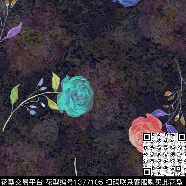 ASMYSJ0453.jpg - 1377105 - 数码花型 绿植树叶 花卉 - 数码印花花型 － 女装花型设计 － 瓦栏