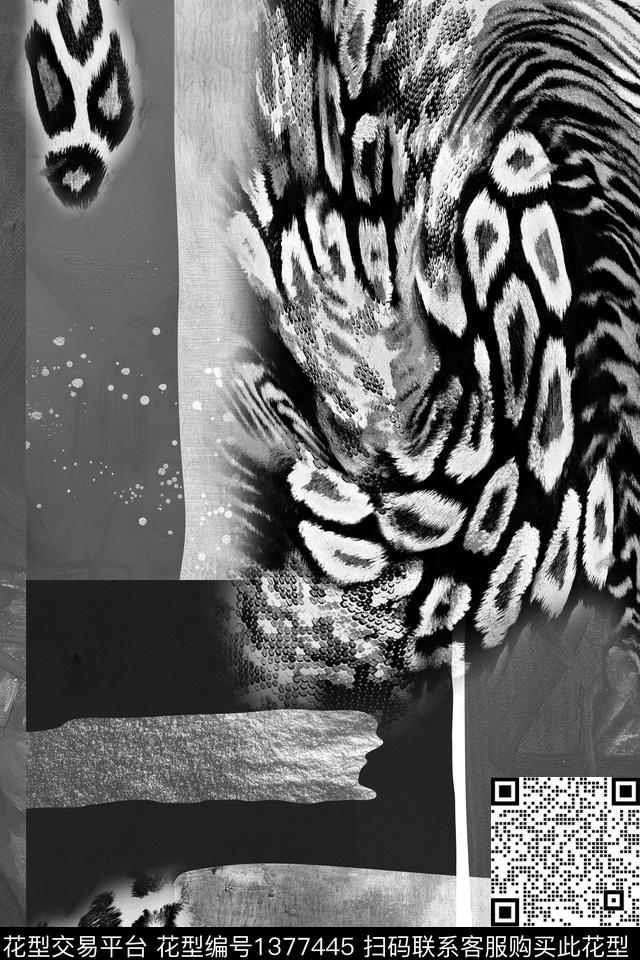CM100-1.jpg - 1377445 - 动物 豹纹底纹 几何 - 数码印花花型 － 女装花型设计 － 瓦栏