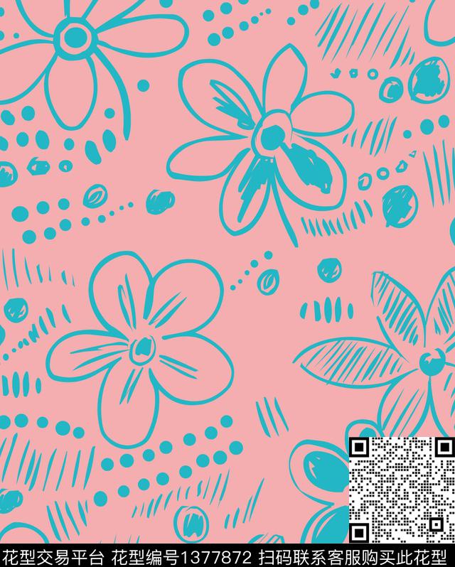 045.jpg - 1377872 - 几何 抽象花卉 小碎花 - 传统印花花型 － 童装花型设计 － 瓦栏