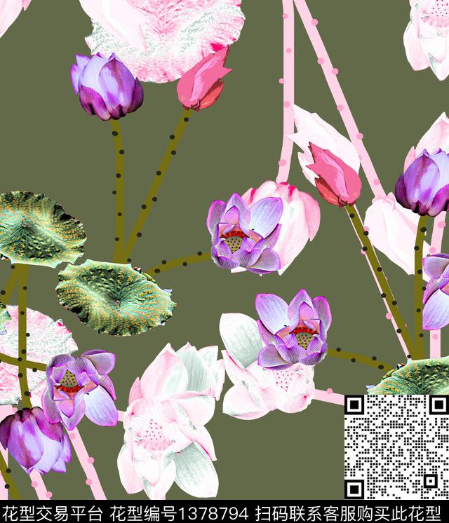 116561257.jpg - 1378794 - 荷花 花卉 抽象 - 数码印花花型 － 女装花型设计 － 瓦栏