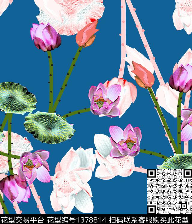 116561.jpg - 1378814 - 荷花 花卉 抽象 - 数码印花花型 － 女装花型设计 － 瓦栏
