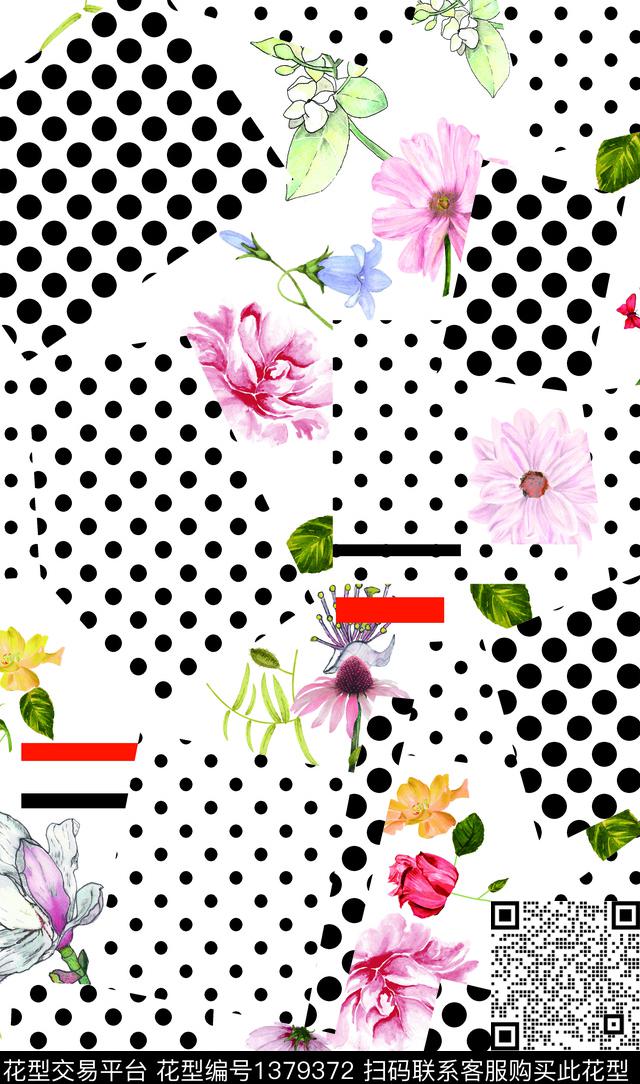 圆点花卉1.jpg - 1379372 - 花卉 抽象 波点 - 数码印花花型 － 女装花型设计 － 瓦栏