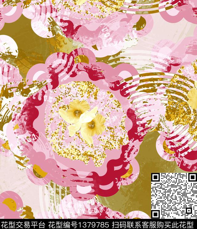 12332121.jpg - 1379785 - 几何 花卉 抽象 - 数码印花花型 － 女装花型设计 － 瓦栏