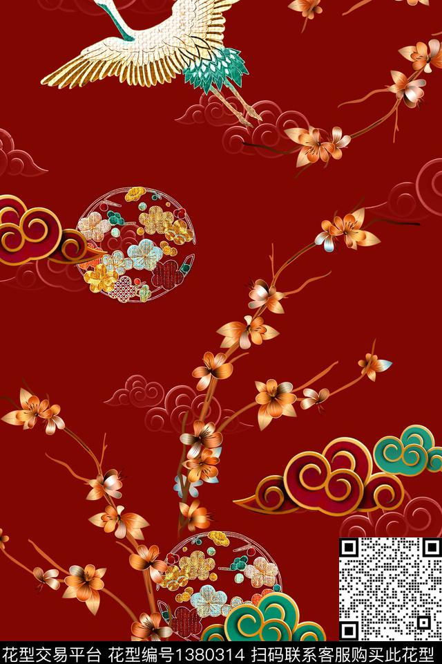 ME021c.jpg - 1380314 - 旗袍 香云纱 雕印花型 - 数码印花花型 － 女装花型设计 － 瓦栏