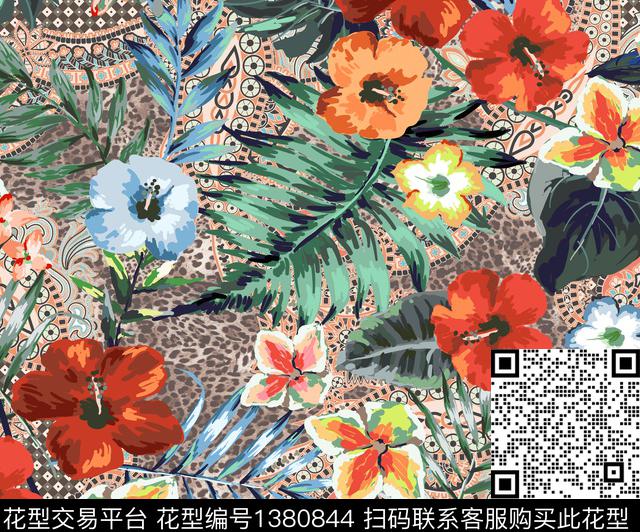 n89-11-16.jpg - 1380844 - 绿植树叶 豹纹 抽象花卉 - 数码印花花型 － 女装花型设计 － 瓦栏