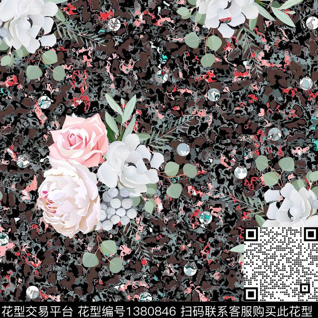 ASMYSJ0542.jpg - 1380846 - 数码花型 绿植树叶 花卉 - 数码印花花型 － 女装花型设计 － 瓦栏
