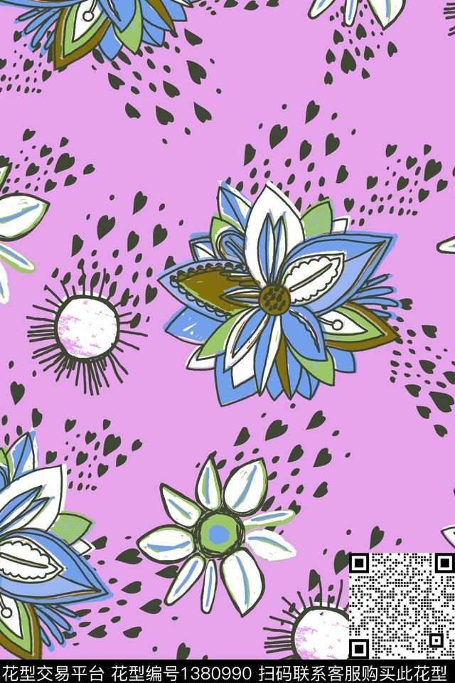 花卉015-2.jpg - 1380990 - 爱心 花卉 花瓣 - 数码印花花型 － 女装花型设计 － 瓦栏
