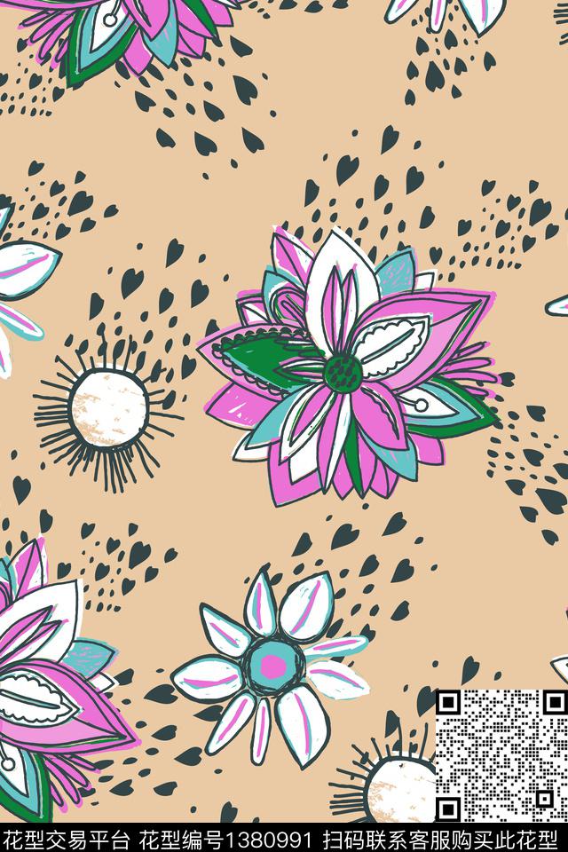 花卉015-3.jpg - 1380991 - 爱心 花卉 花瓣 - 数码印花花型 － 女装花型设计 － 瓦栏