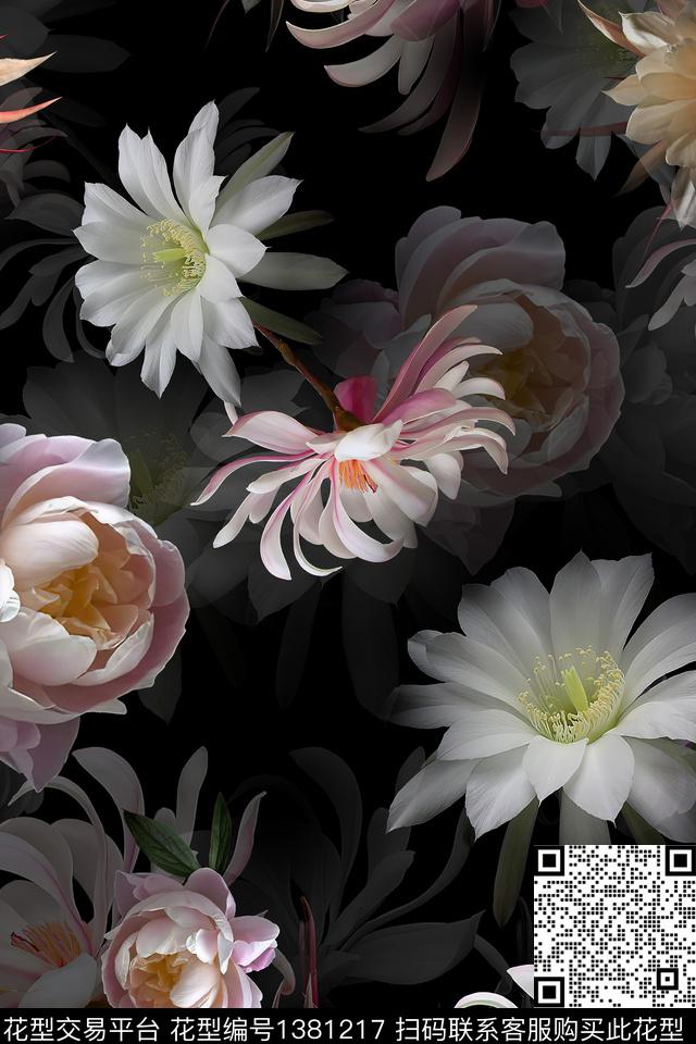 P552.jpg - 1381217 - 黑底花卉 花卉 大牌风 - 数码印花花型 － 女装花型设计 － 瓦栏