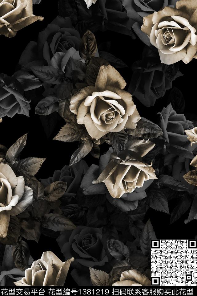 P553.jpg - 1381219 - 黑底花卉 花卉 大牌风 - 数码印花花型 － 女装花型设计 － 瓦栏