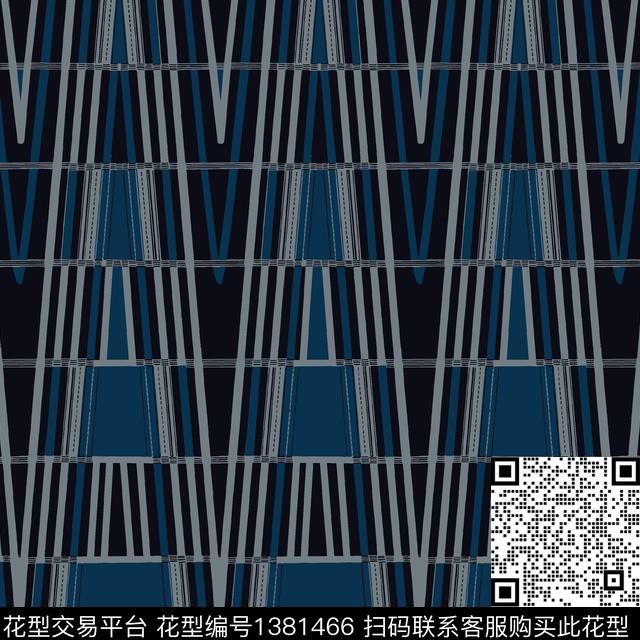 学院几何简约传统印花花型下载（图片编号: 1381466） - 瓦栏（Walan）