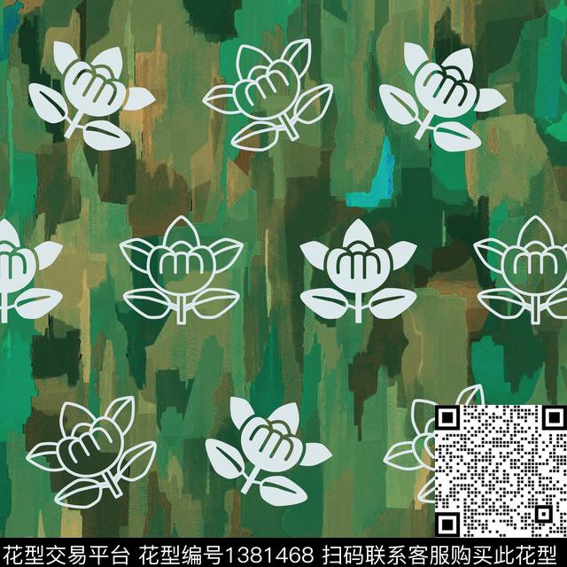 ASMYSJ0604.jpg - 1381468 - 数码花型 绿植树叶 花卉 - 数码印花花型 － 女装花型设计 － 瓦栏