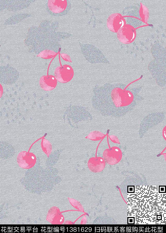 樱桃.jpg - 1381629 - 樱桃 女装 抽象 - 数码印花花型 － 女装花型设计 － 瓦栏