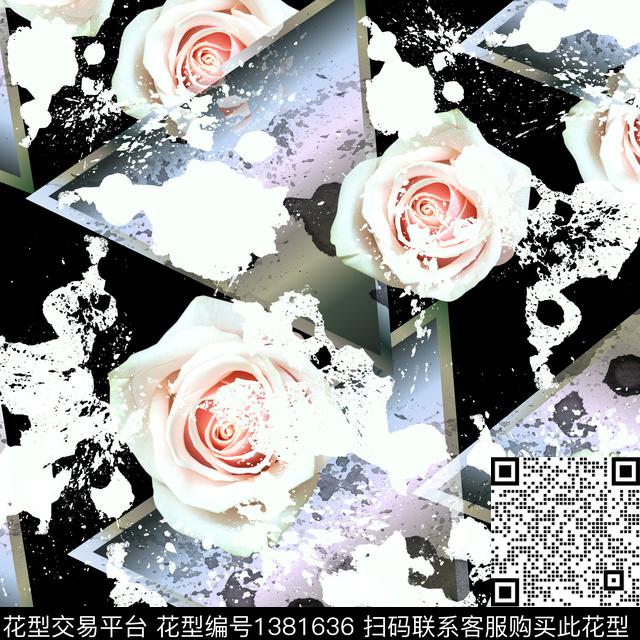 AS282(1).jpg - 1381636 - 彩底花卉 几何 花卉 - 数码印花花型 － 女装花型设计 － 瓦栏
