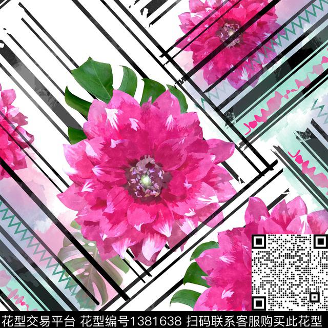 AS284(1).jpg - 1381638 - 几何花卉 格子 花卉 - 数码印花花型 － 女装花型设计 － 瓦栏