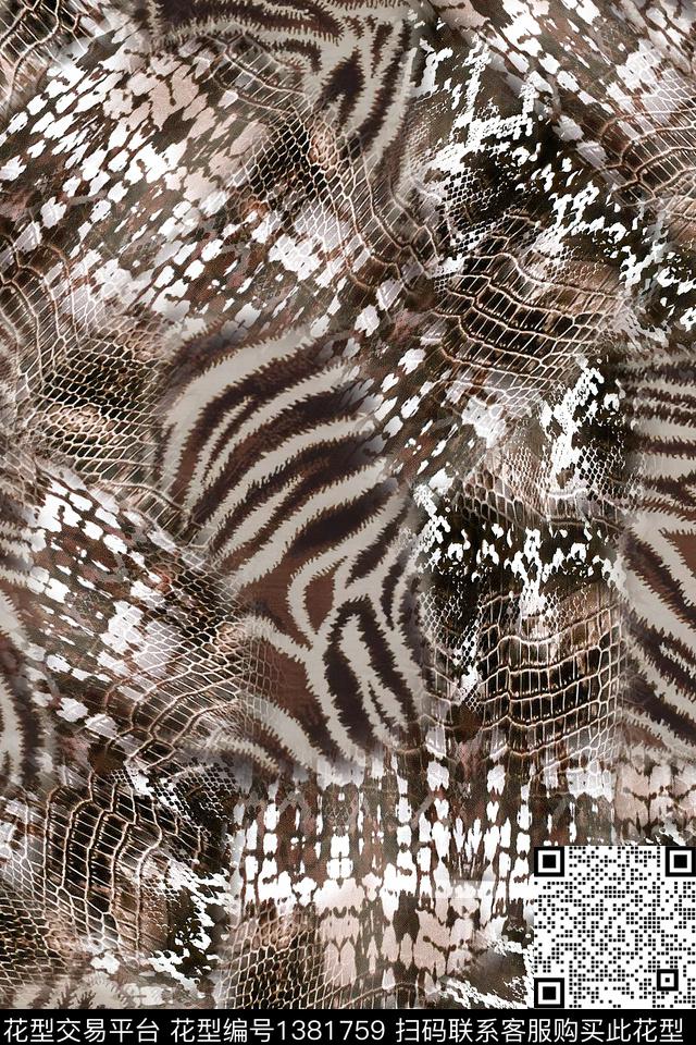 P562.jpg - 1381759 - 动物花卉 蛇纹 豹纹 - 数码印花花型 － 女装花型设计 － 瓦栏