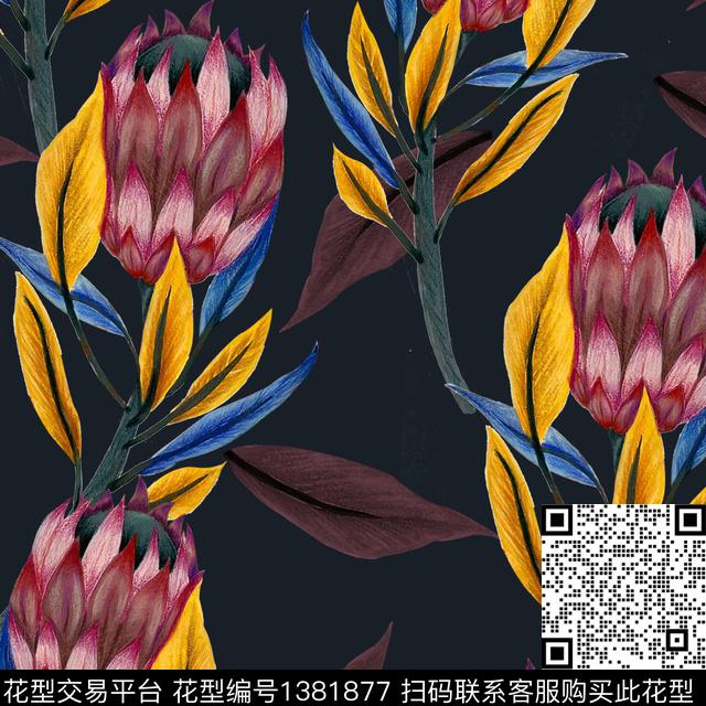 1.jpg - 1381877 - 花卉 大牌风 抽象 - 数码印花花型 － 床品花型设计 － 瓦栏