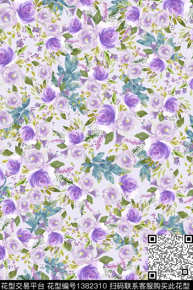 花卉大牌风小碎花数码印花花型下载（图片编号: 1382310） - 瓦栏（Walan）
