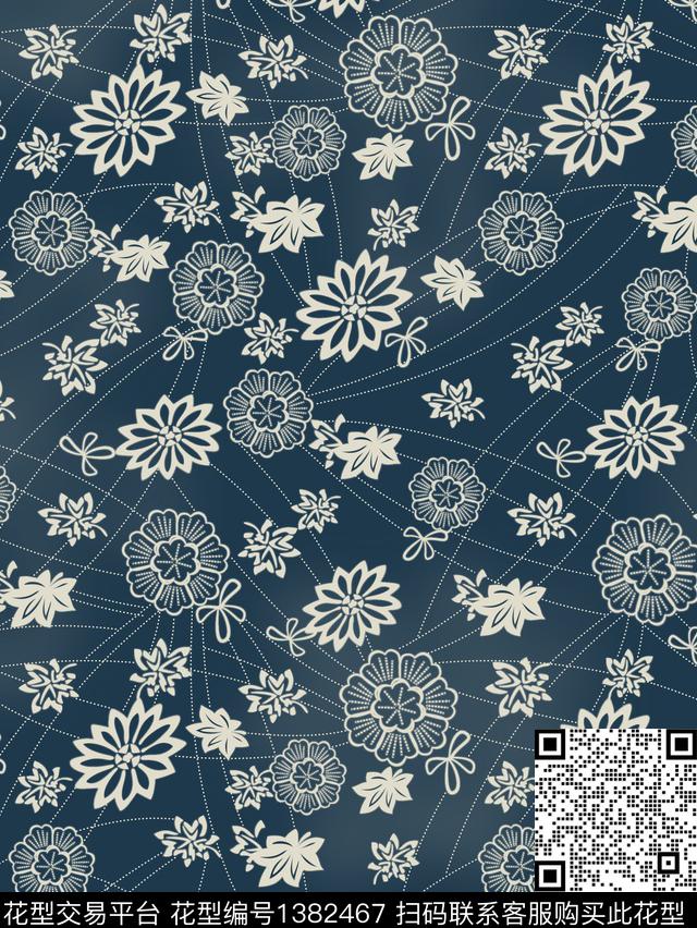 花卉大牌风牛仔数码印花花型下载（图片编号: 1382467） - 瓦栏（Walan）
