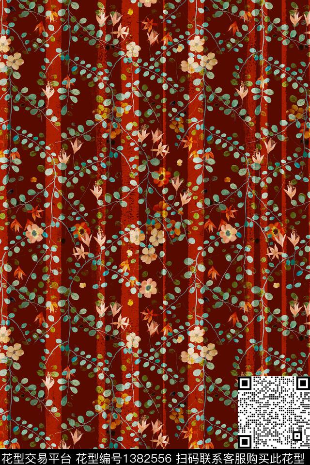 花卉大牌风小碎花数码印花花型下载（图片编号: 1382556） - 瓦栏（Walan）