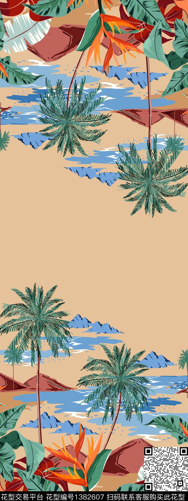 ymc-65.jpg - 1382607 - 沙滩 定位花 棕榈树 - 数码印花花型 － 女装花型设计 － 瓦栏