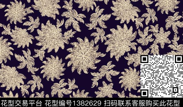 花卉大牌风小碎花数码印花花型下载（图片编号: 1382629） - 瓦栏（Walan）
