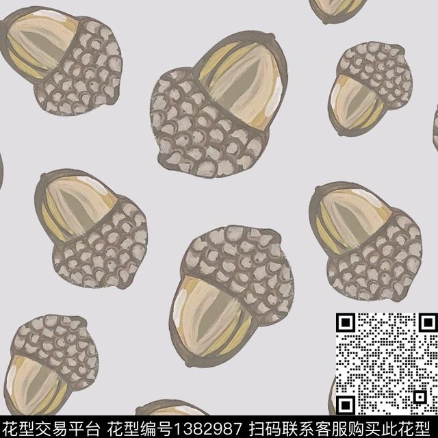 10x10cm pine nut.jpg - 1382987 - 绿植树叶 花卉 抽象 - 数码印花花型 － 床品花型设计 － 瓦栏