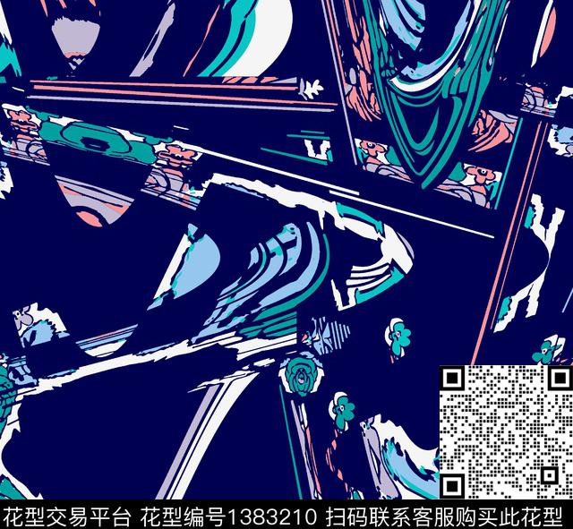 学院几何简约传统印花花型下载（图片编号: 1383210） - 瓦栏（Walan）