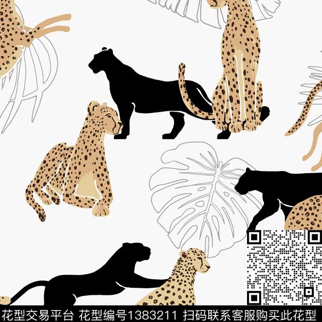豹纹豹子动物传统印花花型下载（图片编号: 1383211） - 瓦栏（Walan）