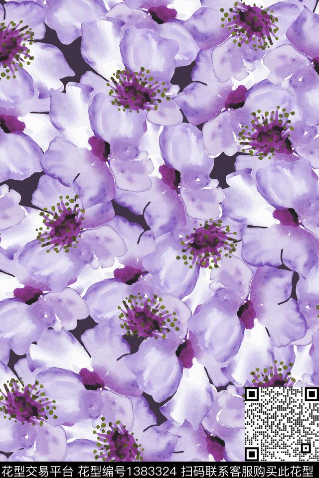 花卉109-4.jpg - 1383324 - 花卉 满版散花 花瓣 - 数码印花花型 － 女装花型设计 － 瓦栏