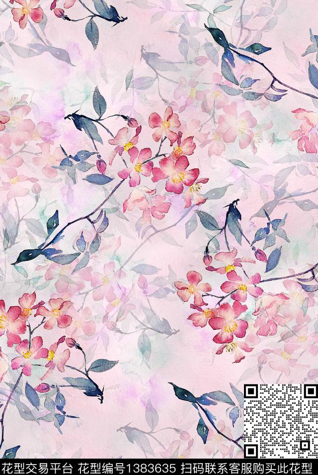 花卉小碎花连衣裙数码印花花型下载（图片编号: 1383635） - 瓦栏（Walan）