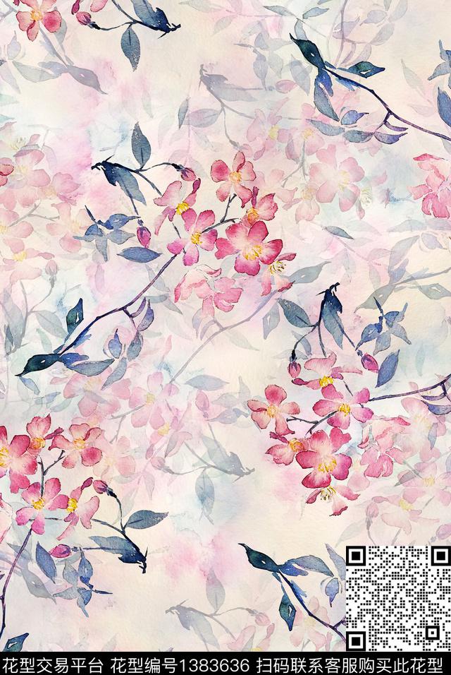 花卉小碎花连衣裙数码印花花型下载（图片编号: 1383636） - 瓦栏（Walan）