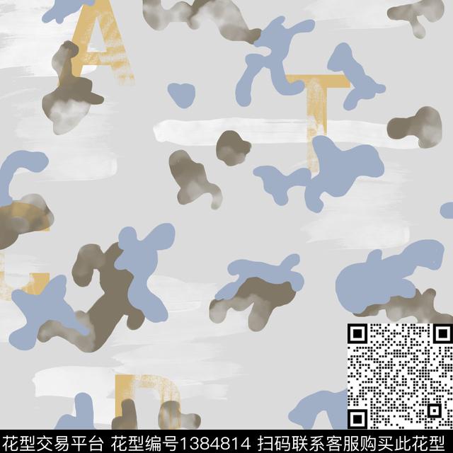 迷彩4.jpg - 1384814 - 时尚 字母 男装 - 传统印花花型 － 男装花型设计 － 瓦栏