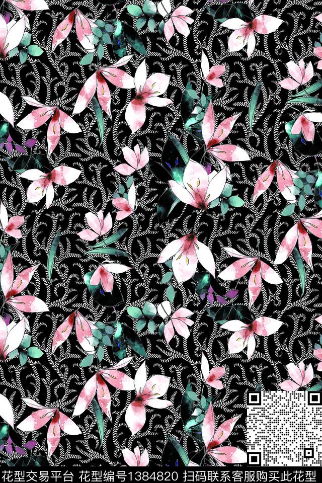 200806.jpg - 1384820 - 几何 花卉 植物 - 数码印花花型 － 女装花型设计 － 瓦栏