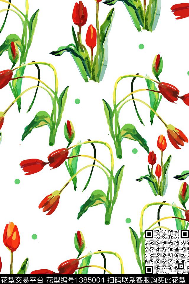 植物波点几何小花朵传统印花花型下载（图片编号: 1385004） - 瓦栏（Walan）