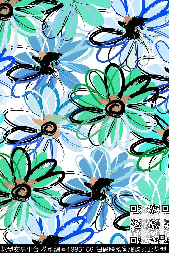 花卉038-3.jpg - 1385159 - 菊花 花卉 花瓣 - 数码印花花型 － 女装花型设计 － 瓦栏