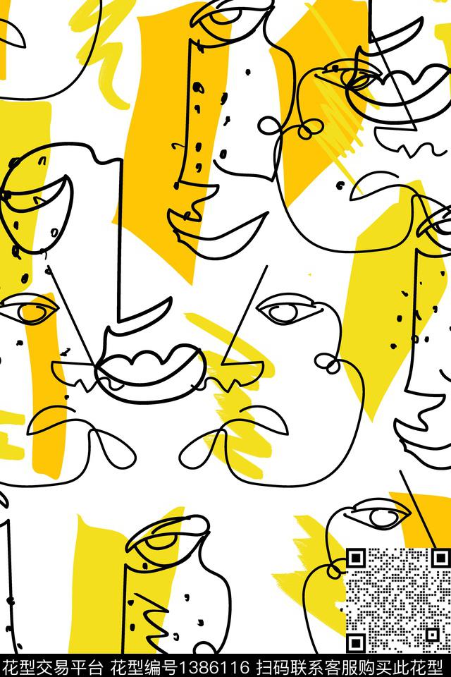 涂鸦抽象波点传统印花花型下载（图片编号: 1386116） - 瓦栏（Walan）