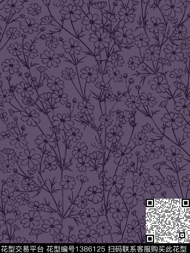 时尚花卉印花数码印花花型下载（图片编号: 1386125） - 瓦栏（Walan）