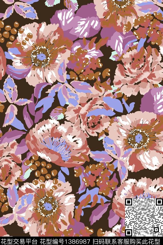 花卉064-3.jpg - 1386987 - 花卉 花瓣 大牌风 - 数码印花花型 － 女装花型设计 － 瓦栏
