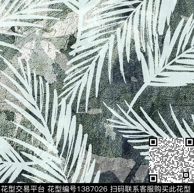 leaves-2.jpg - 1387026 - 大牌风 植物 热带花型 - 数码印花花型 － 窗帘花型设计 － 瓦栏