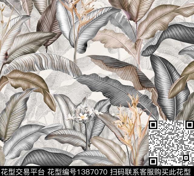 krille-tropical flower-jessie-1016-改色.jpg - 1387070 - 水彩 大牌风 热带花型 - 数码印花花型 － 窗帘花型设计 － 瓦栏