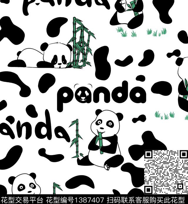 R2011120.jpg - 1387407 - 迷彩 熊猫 panda - 传统印花花型 － 童装花型设计 － 瓦栏
