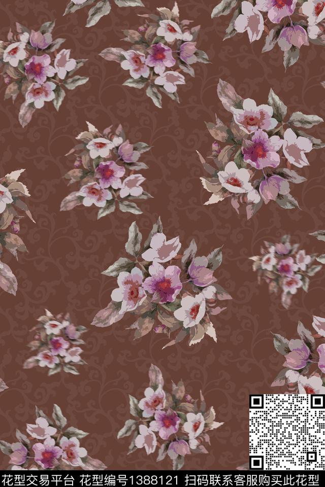 花卉082-2.jpg - 1388121 - 复古 花卉 花瓣 - 数码印花花型 － 女装花型设计 － 瓦栏