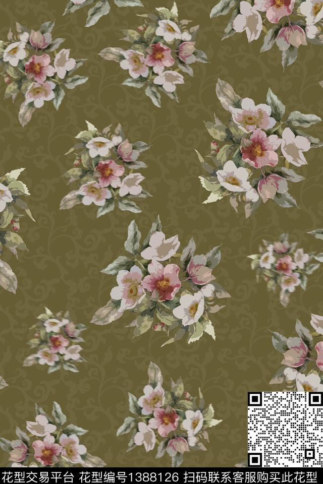 花卉082.jpg - 1388126 - 复古 花卉 花瓣 - 数码印花花型 － 女装花型设计 － 瓦栏