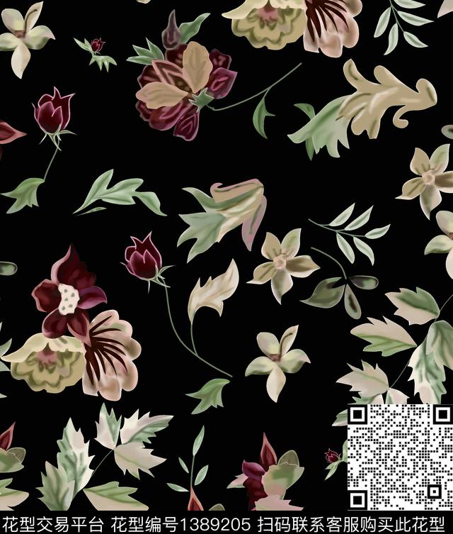 色块花朵 8头机.jpg - 1389205 - 花卉 大牌风 抽象 - 数码印花花型 － 女装花型设计 － 瓦栏