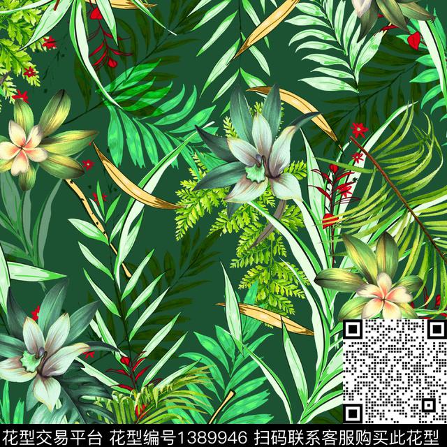 20YC4.jpg - 1389946 - 数码花型 绿植树叶 女装 - 数码印花花型 － 女装花型设计 － 瓦栏