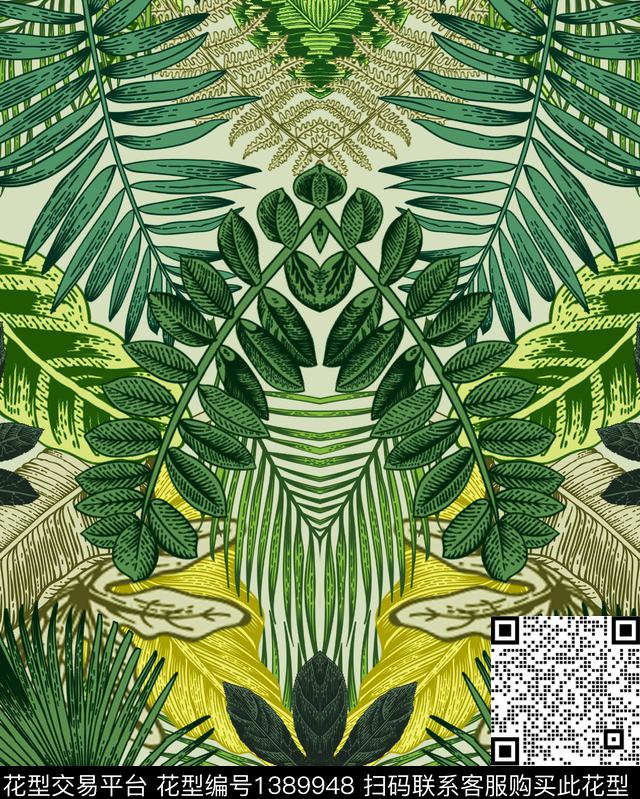 20YC5.jpg - 1389948 - 数码花型 绿植树叶 花卉 - 数码印花花型 － 女装花型设计 － 瓦栏