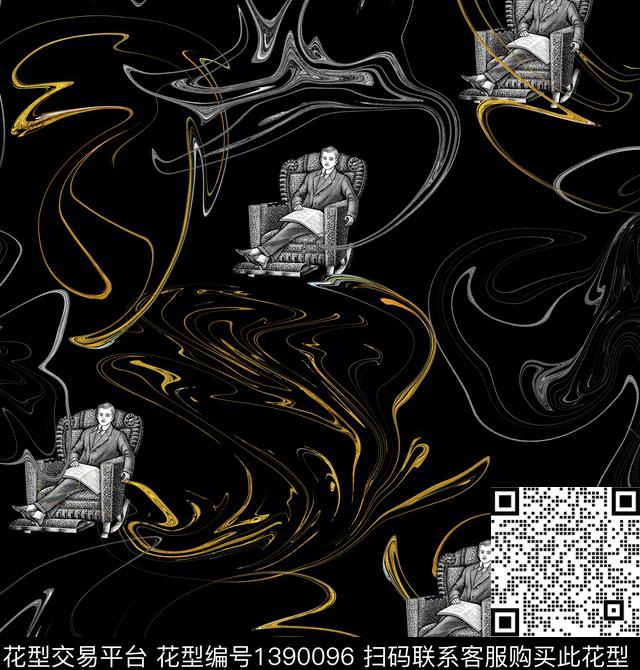 心花怒放花卉-男2.jpg - 1390096 - 几何 抽象花卉 绅士男人 - 数码印花花型 － 男装花型设计 － 瓦栏