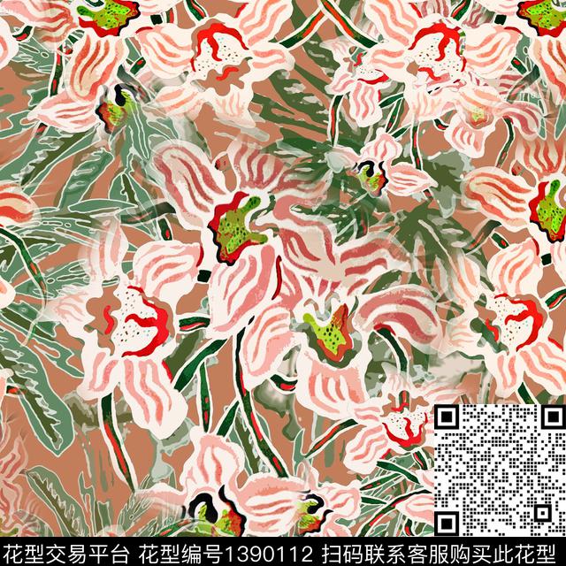 20201226-yyrd-4-2.jpg - 1390112 - 绿植树叶 花卉 异域热带印花 - 数码印花花型 － 女装花型设计 － 瓦栏