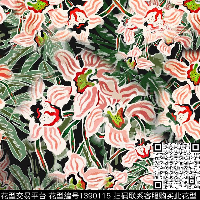 20201226-yyrd-4-4.jpg - 1390115 - 绿植树叶 花卉 异域热带印花 - 数码印花花型 － 女装花型设计 － 瓦栏